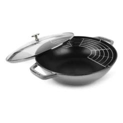 Wok med glaslock Ø30 cm 4,4 L, Grå