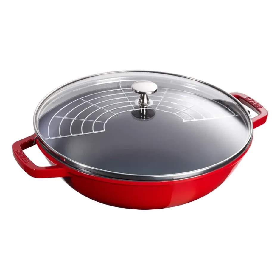 Wok med glaslock Ø30 cm 4,4 L, Röd