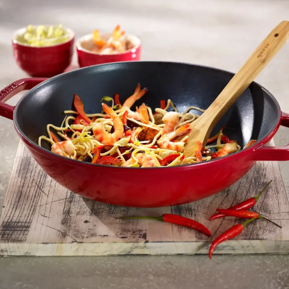 Wok med glaslock Ø30 cm 4,4 L, Röd