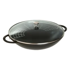 Wok med glaslock Ø37 cm 5,7 L, Svart