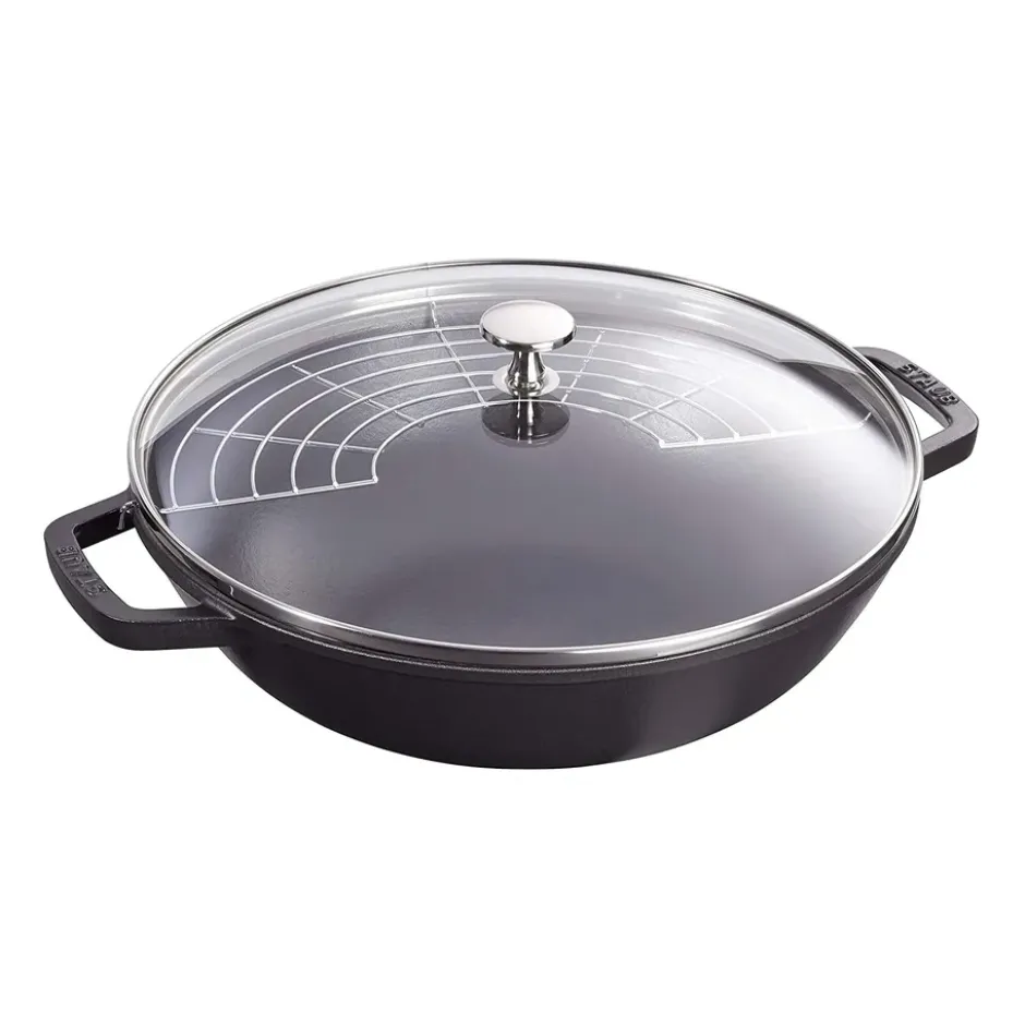 Wok med glaslock Ø30 cm 4,4 L, Svart